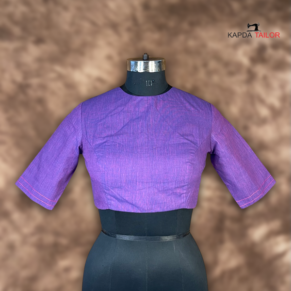 Women's Purple Handloom Cotton Blouse - Kapda Tailor Official