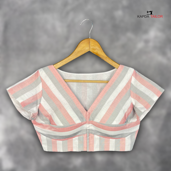 Women's Multis Strip Color Chanderi Cotton Blouse - Kapda Tailor Official