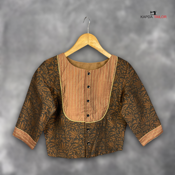 Women's Brown Cotton Silk Blouse - Kapda Tailor Official