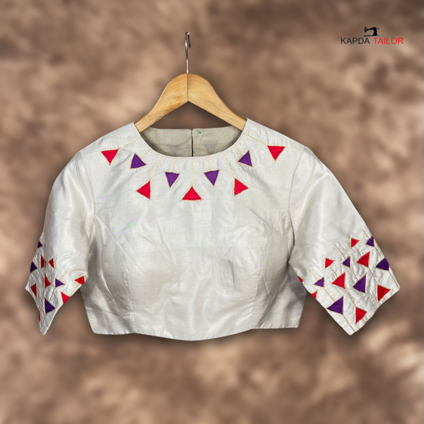 Women's Cream Silk Blouse - Kapda Tailor Official