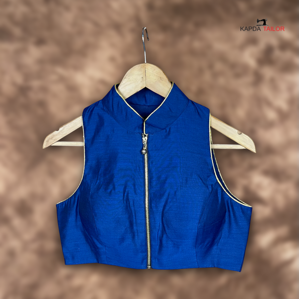 Women's Royal Blue Silk Blouse - Kapda Tailor Official