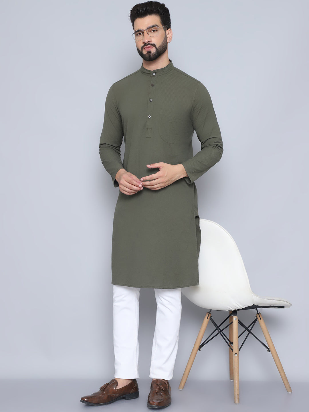 Men's Green Pure Cotton Kurta - Even Apparels