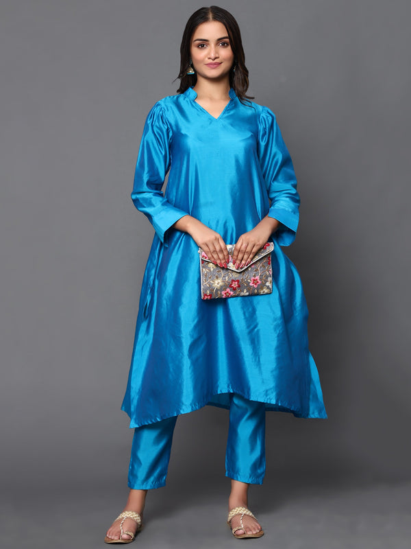 Women's Blue Taffeta Suit - Khumaar- Shuchi Bhutani