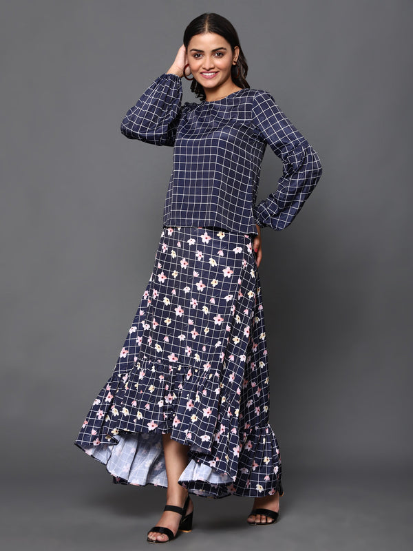 Women's Check Floral Set - Khumaar- Shuchi Bhutani