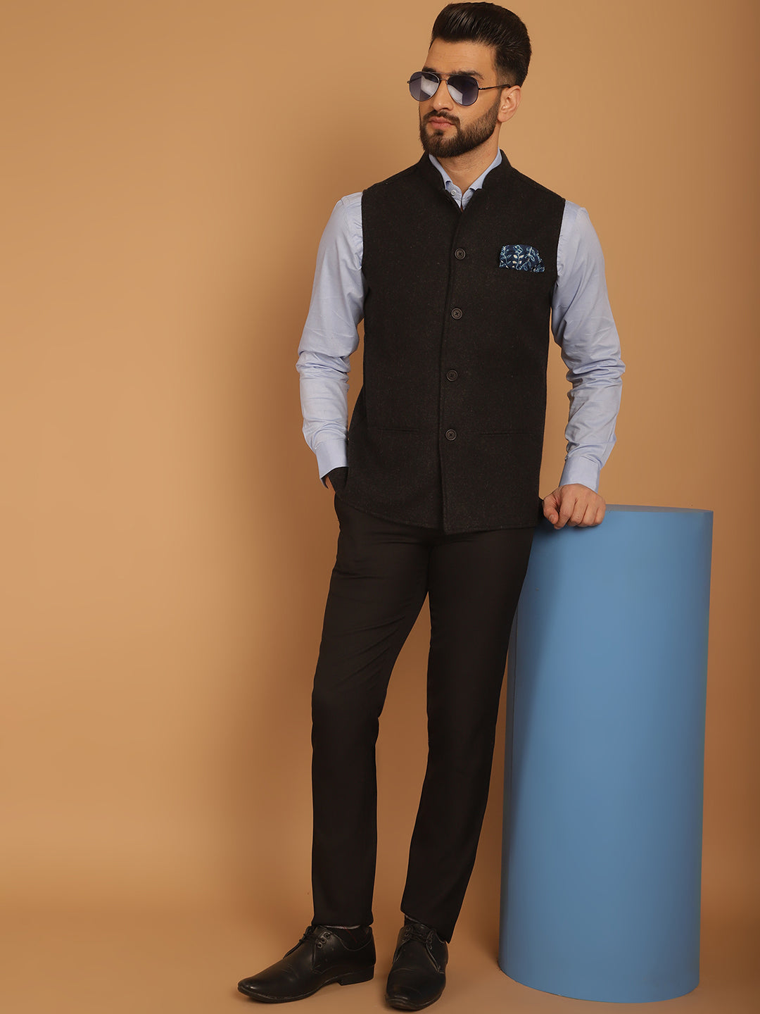 Men's Pure Wool Nehru Jacket - Even Apparels