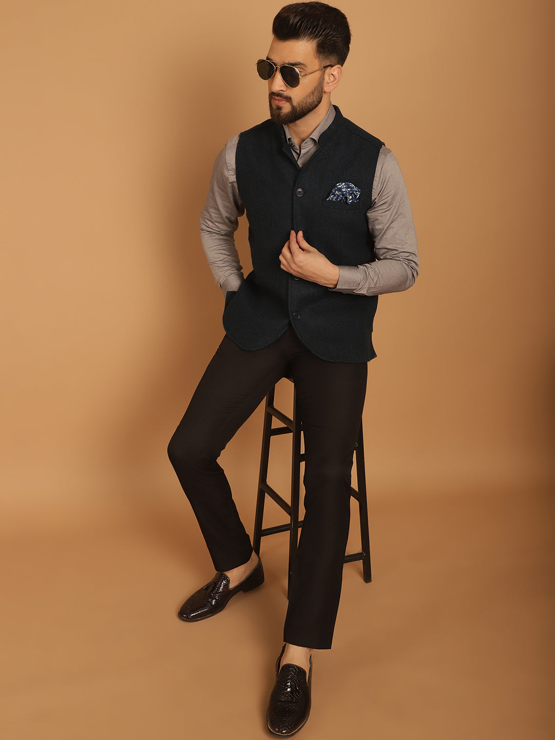 Men's Pure Wool Nehru Jacket - Even Apparels