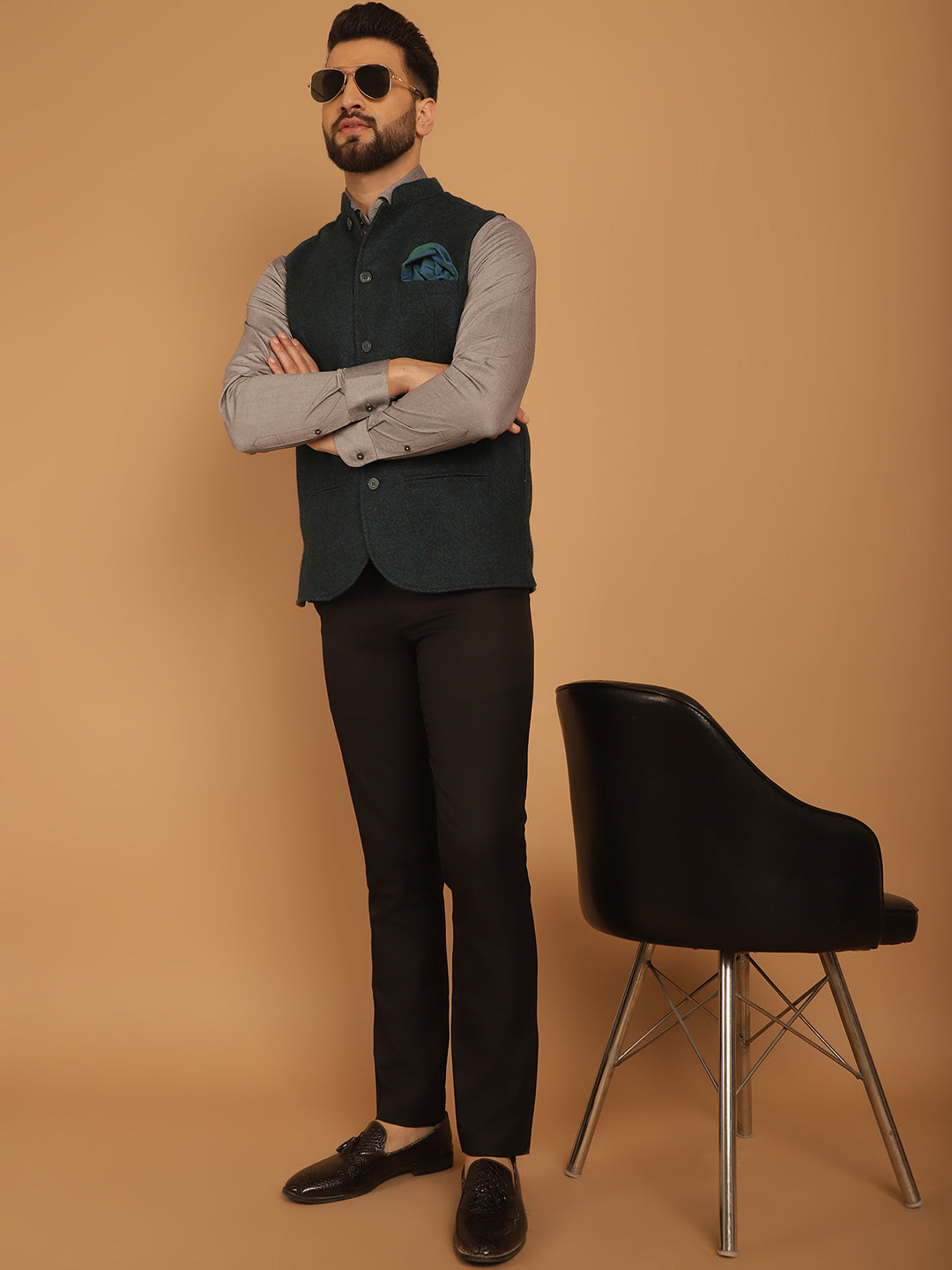 Men's Pure Wool Nehru Jacket - Even Apparels