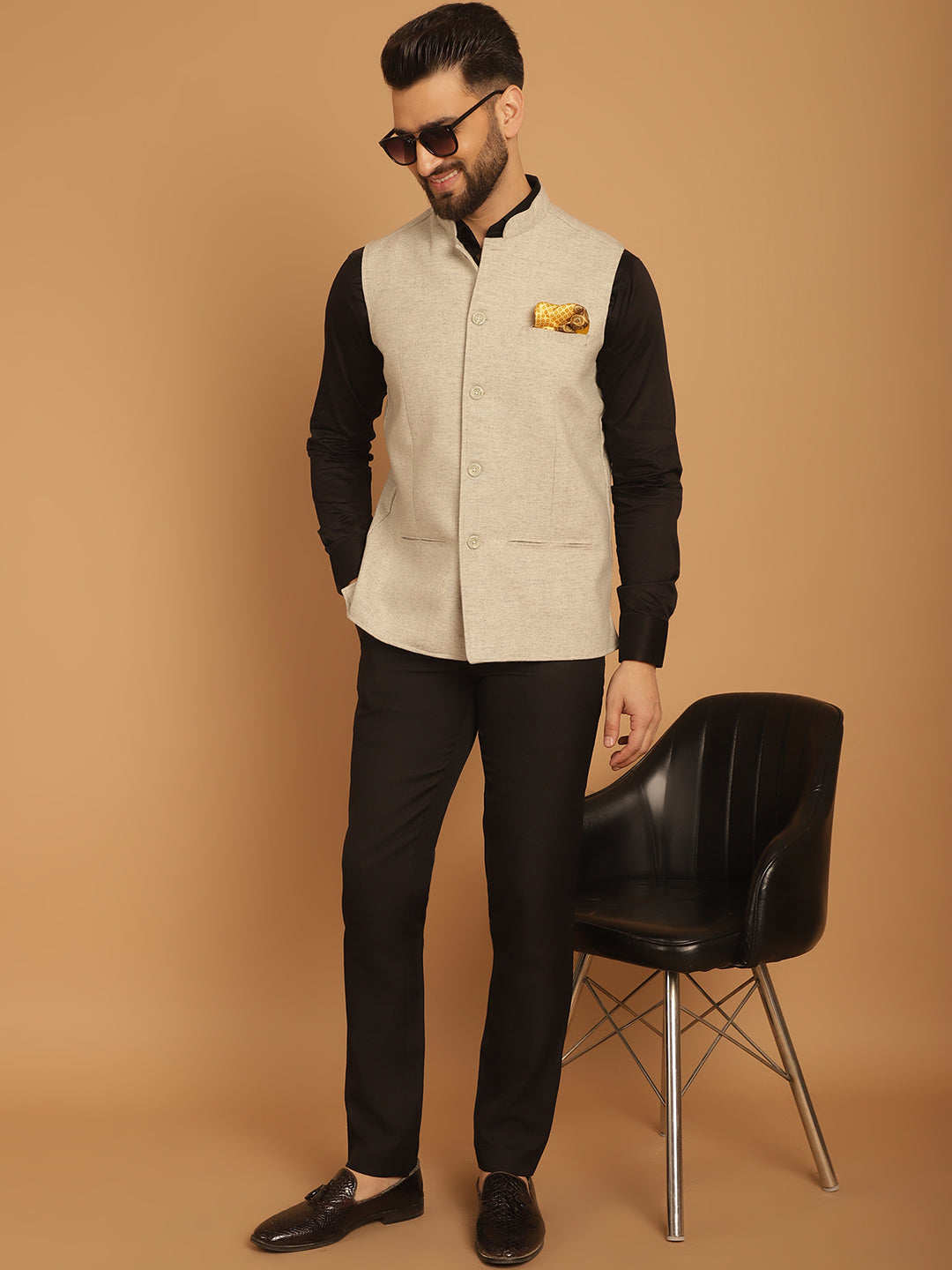 Men's Pure Wool Nehru Jacket - Even Apparels