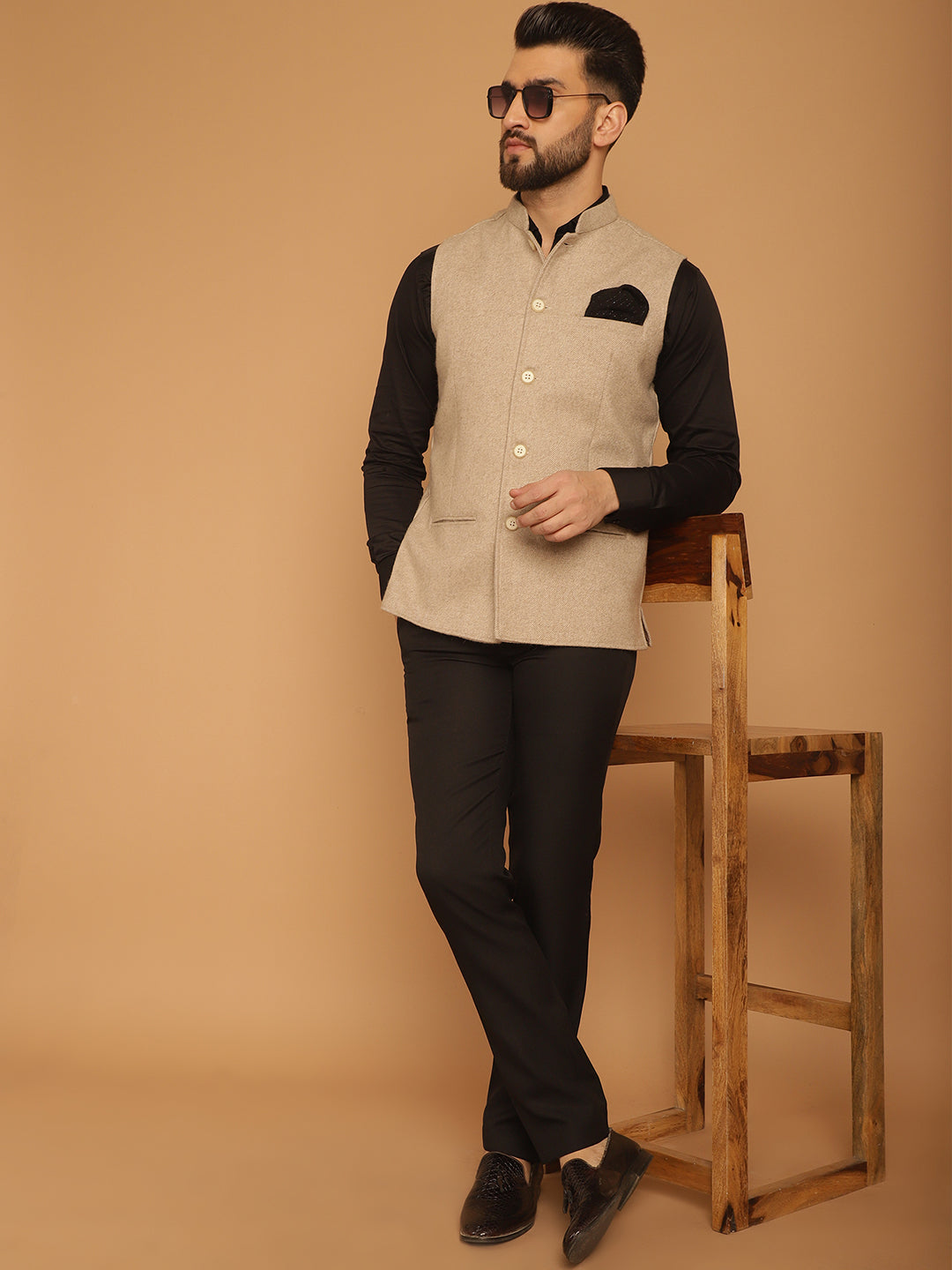 Men's Pure Wool Nehru Jacket - Even Apparels