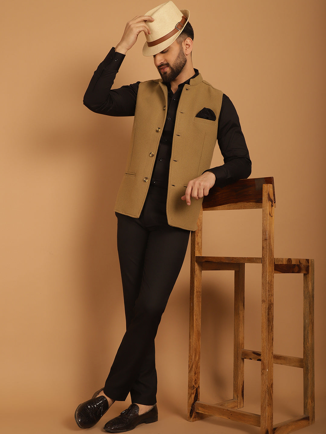 Men's Pure Wool Nehru Jacket - Even Apparels