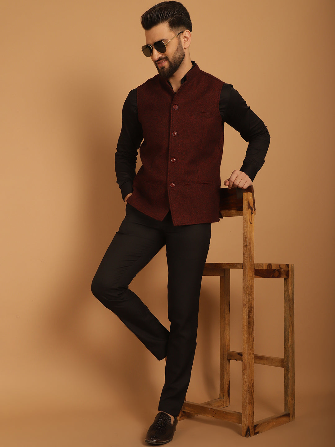 Men's Pure Wool Nehru Jacket - Even Apparels