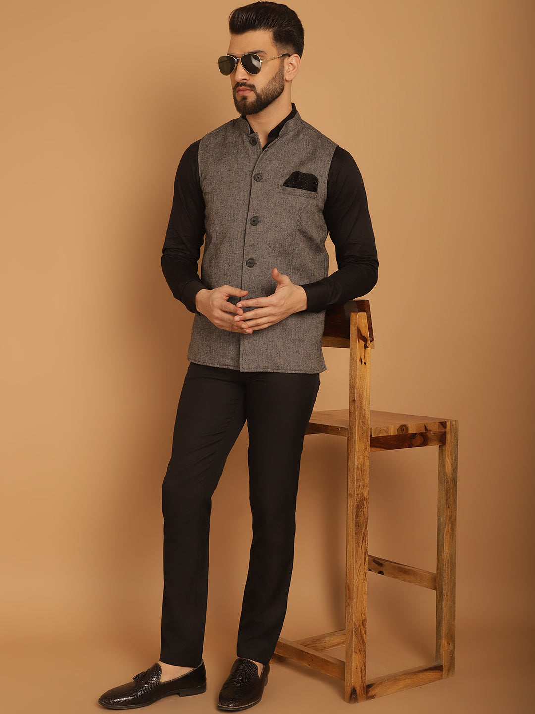 Men's Pure Wool Nehru Jacket - Even Apparels