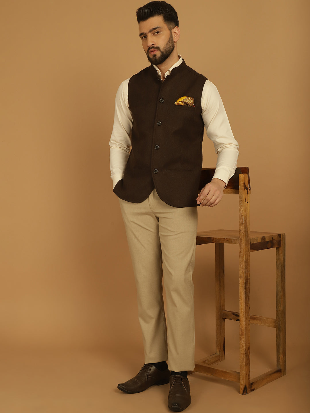 Men's Pure Wool Nehru Jacket - Even Apparels