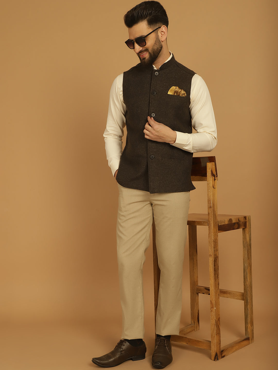 Men's Pure Wool Nehru Jacket - Even Apparels