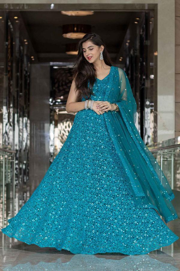 Women's Turquoise Blue Lehenga - Label Shaurya Sanadhya