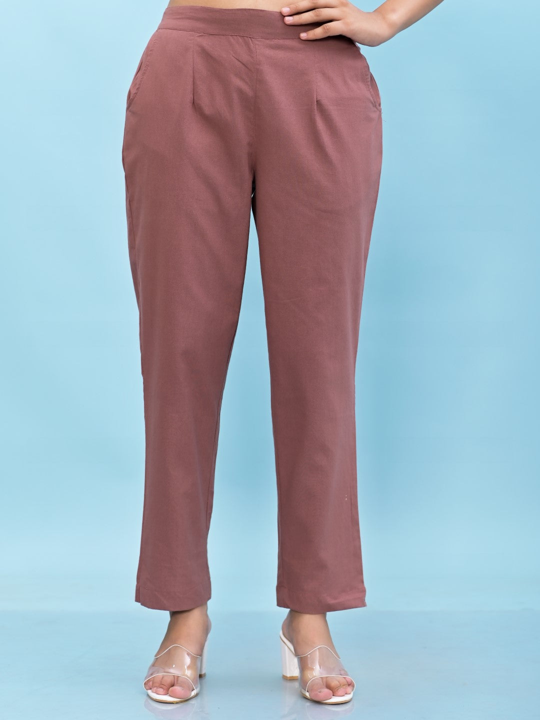 Women's Mauve Cotton Solid Trouser - Juniper