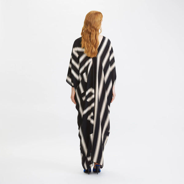 Women's Black And White Track French Moss Kaftan - Rangnaari