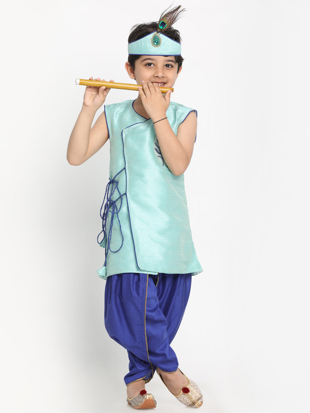 Boy's Blue Silk Blend Kurta And Dhoti Set - JBN Creation