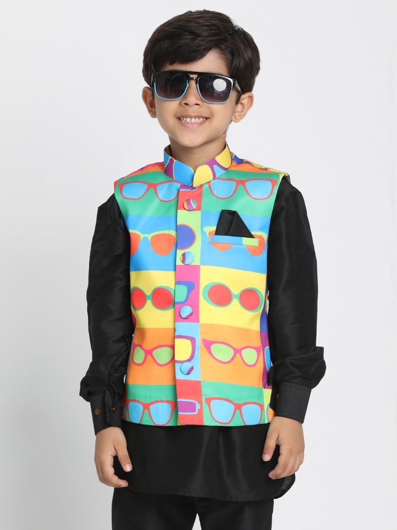 Quirky Printed Nehru Jacket for Boys - JBN Creation