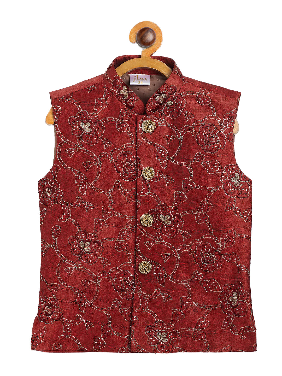 Boy's Maroon Nehru Jacket - Vastramay Boys