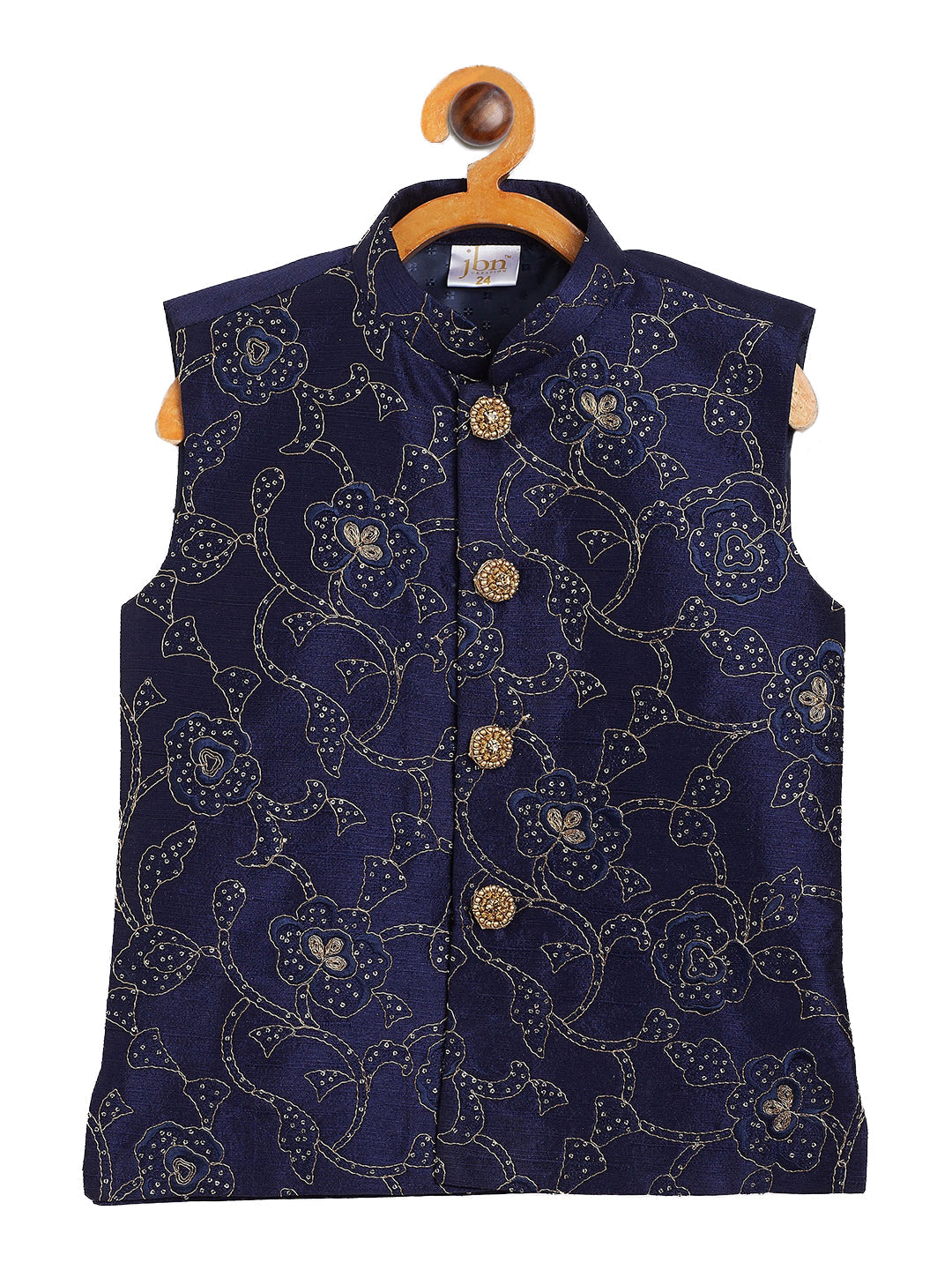 Boy's Navy Blue Nehru Jacket - Vastramay Boys