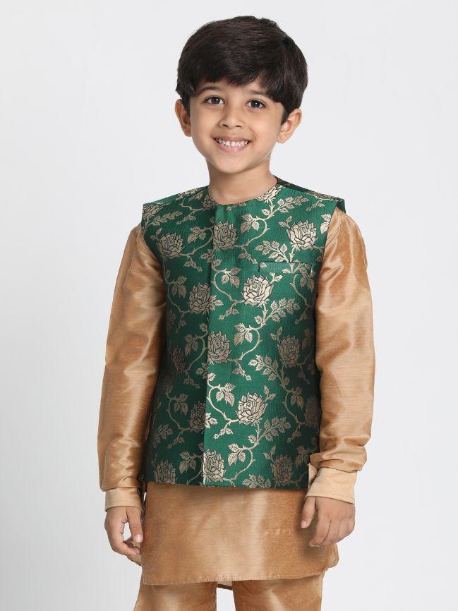 Cotton Silk Blend Nehru Jacket for Boys - JBN Creation