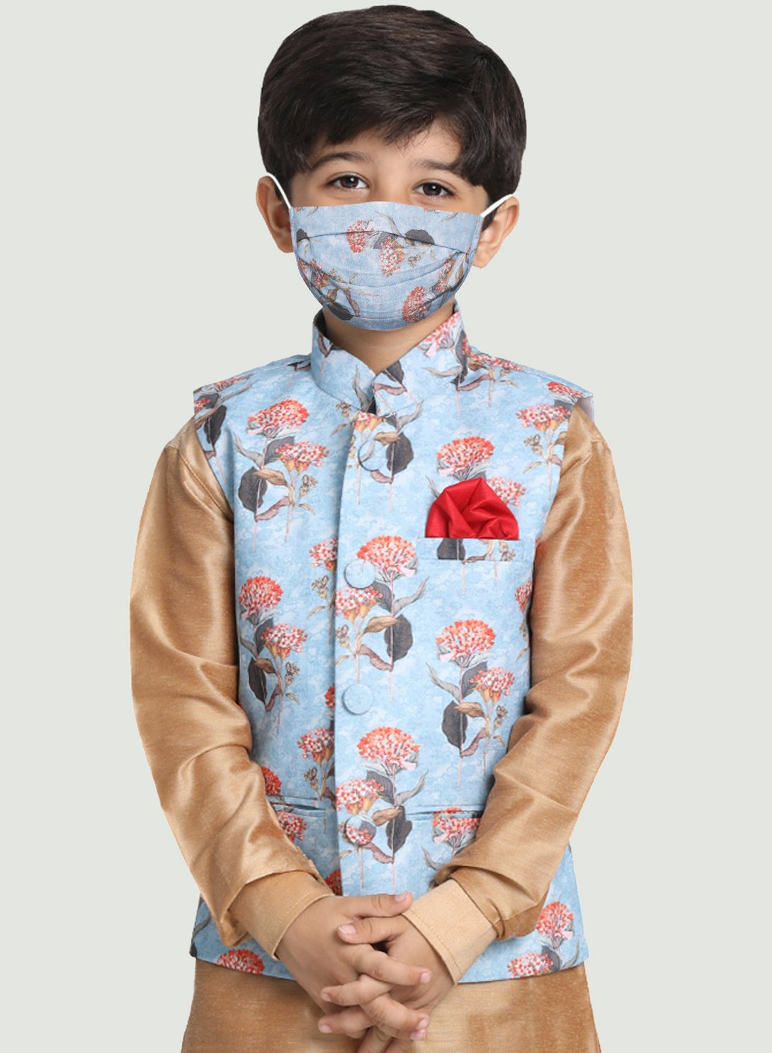 Cotton Silk Blend Nehru Jacket for Boys - JBN Creation