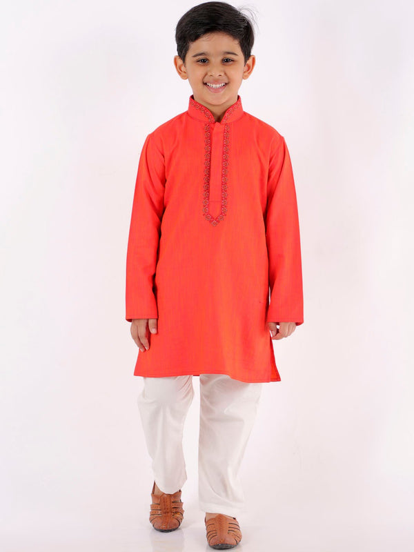 Jashvi Boy's Coral Kurta with Salwar