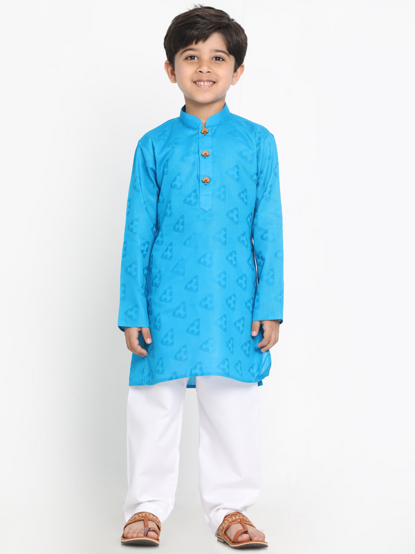 Jashvi Boys Self Design Kurta and Pyjama Set