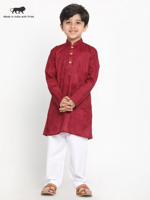 Jashvi Boys Self Design Kurta and Pyjama Set