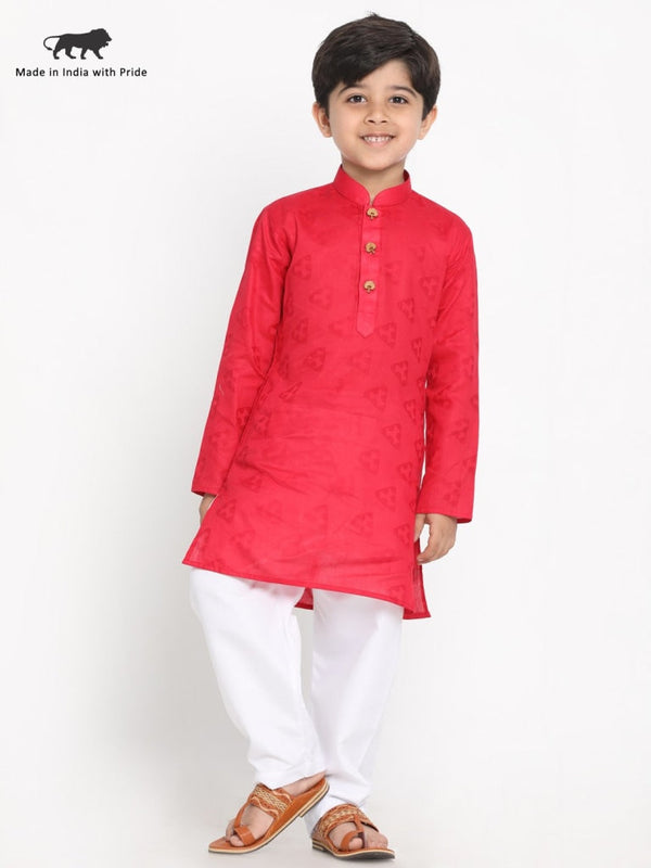 Jashvi Boys Self Design Kurta and Pyjama Set