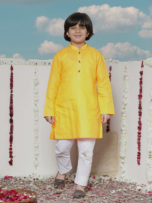 Jashvi Boy's Soft Comfortable Light Weight Cotton Kurta and Pyjama Set