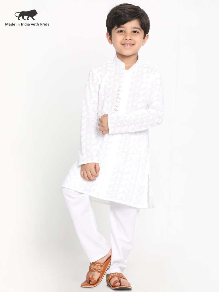 Chikankari Kurta Pyjama Set for Boys - JBN Creation