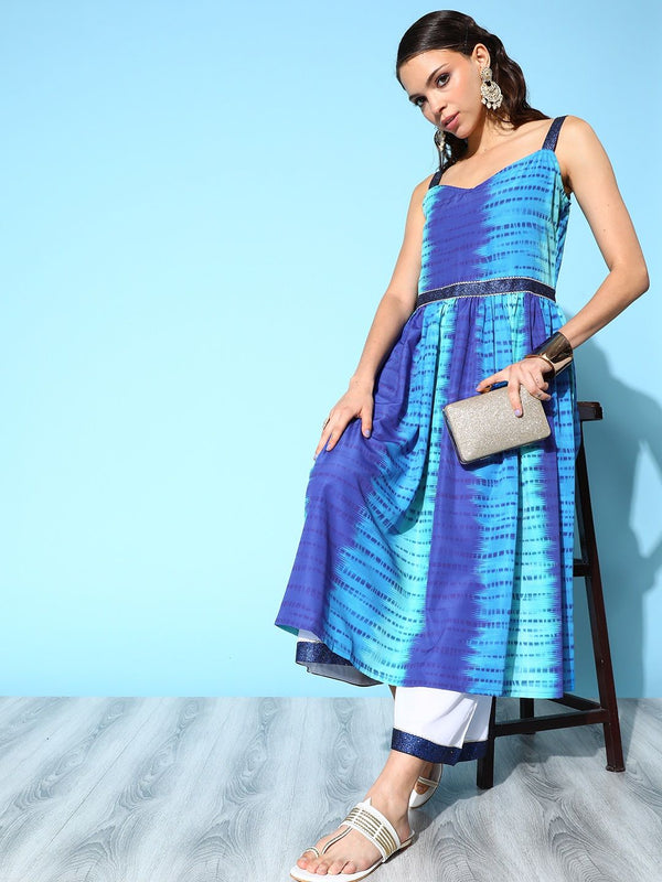 Royal Blue Digital Printed Kurta Palazzo Set