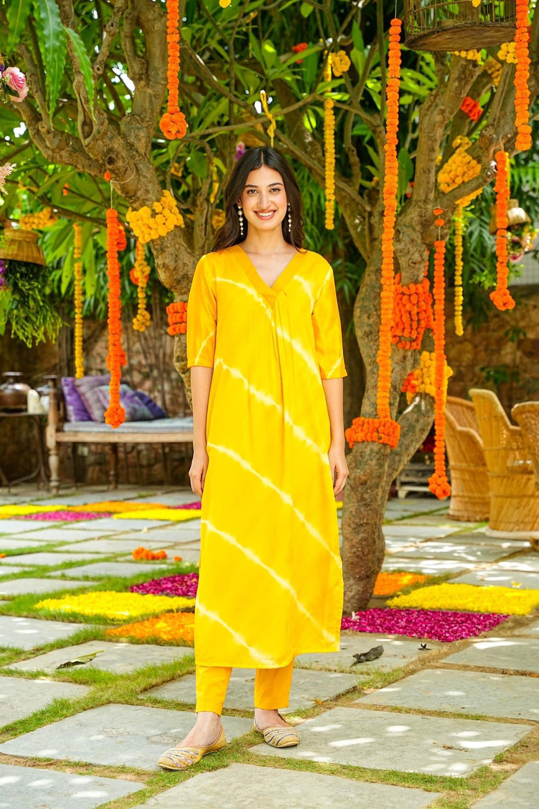 Women's Yellow Pure Muslin Heavy Digital Printed Kurta Set - Jyoti Fashion