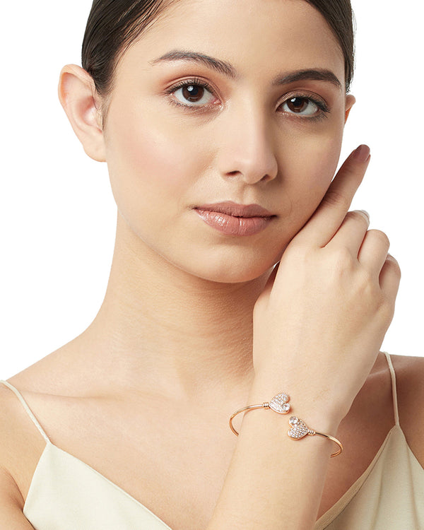 Women's Rose Gold Bracelet With Heart Design - Voylla