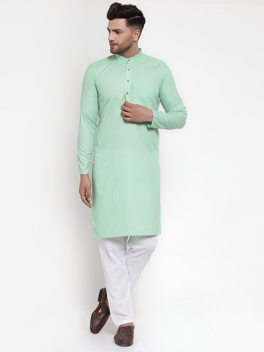 Men's Solid Kurta with Churidar - Virat Fashions