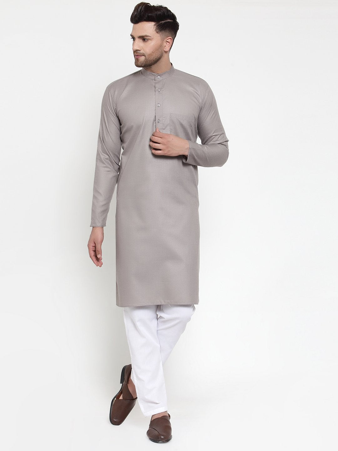 Men's Solid Kurta with Churidar - Virat Fashions