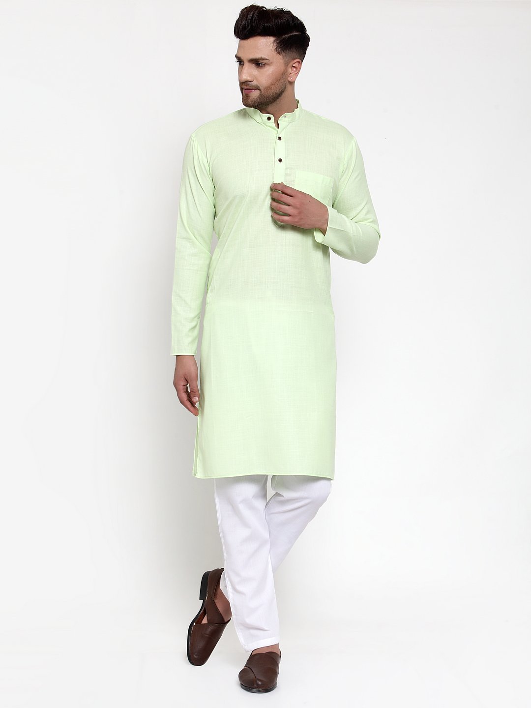 Men's Solid Kurta with Churidar - Virat Fashions