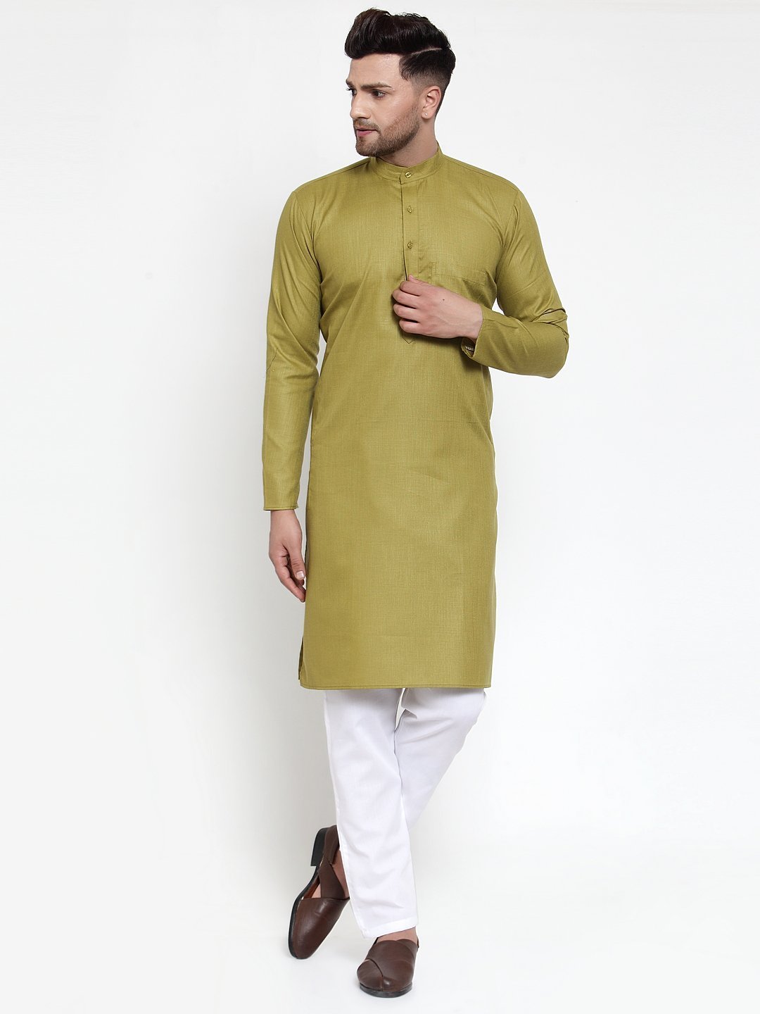 Men's Solid Kurta with Churidar - Virat Fashions