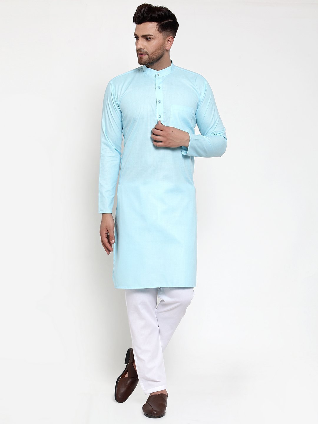 Men's Solid Kurta with Churidar - Virat Fashions