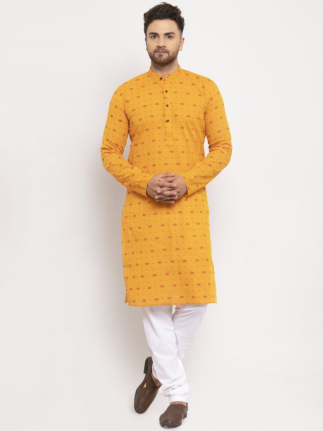 Men's Cotton Printed Kurta with Pyjamas - Virat Fashions