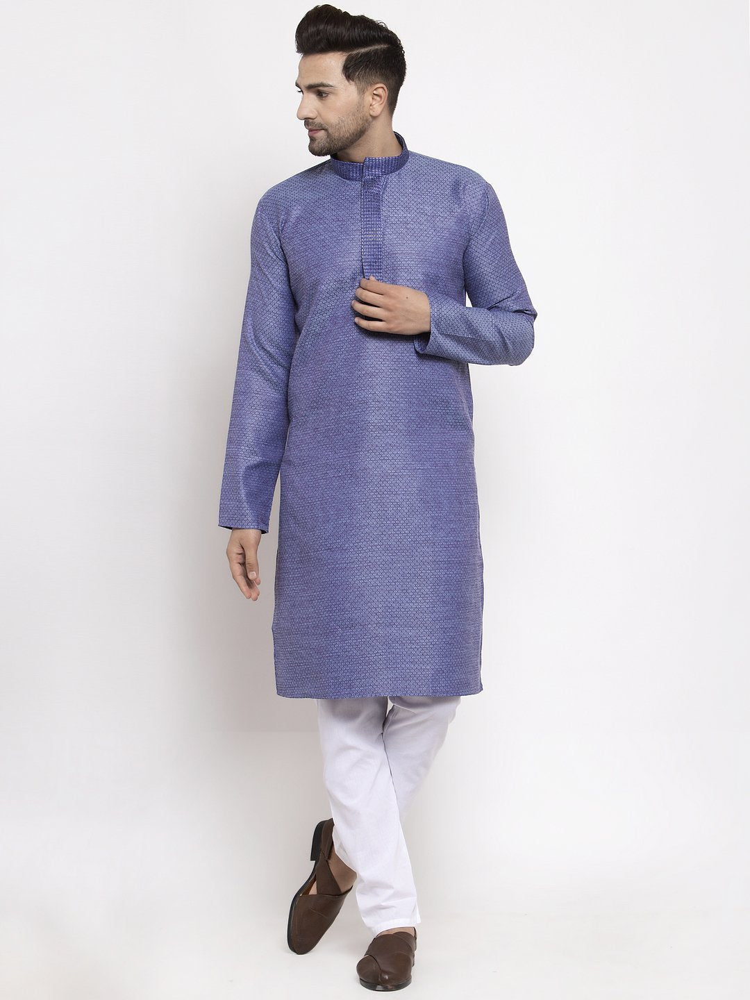 Men's Embroidered Kurta with Pyjamas - Virat Fashions