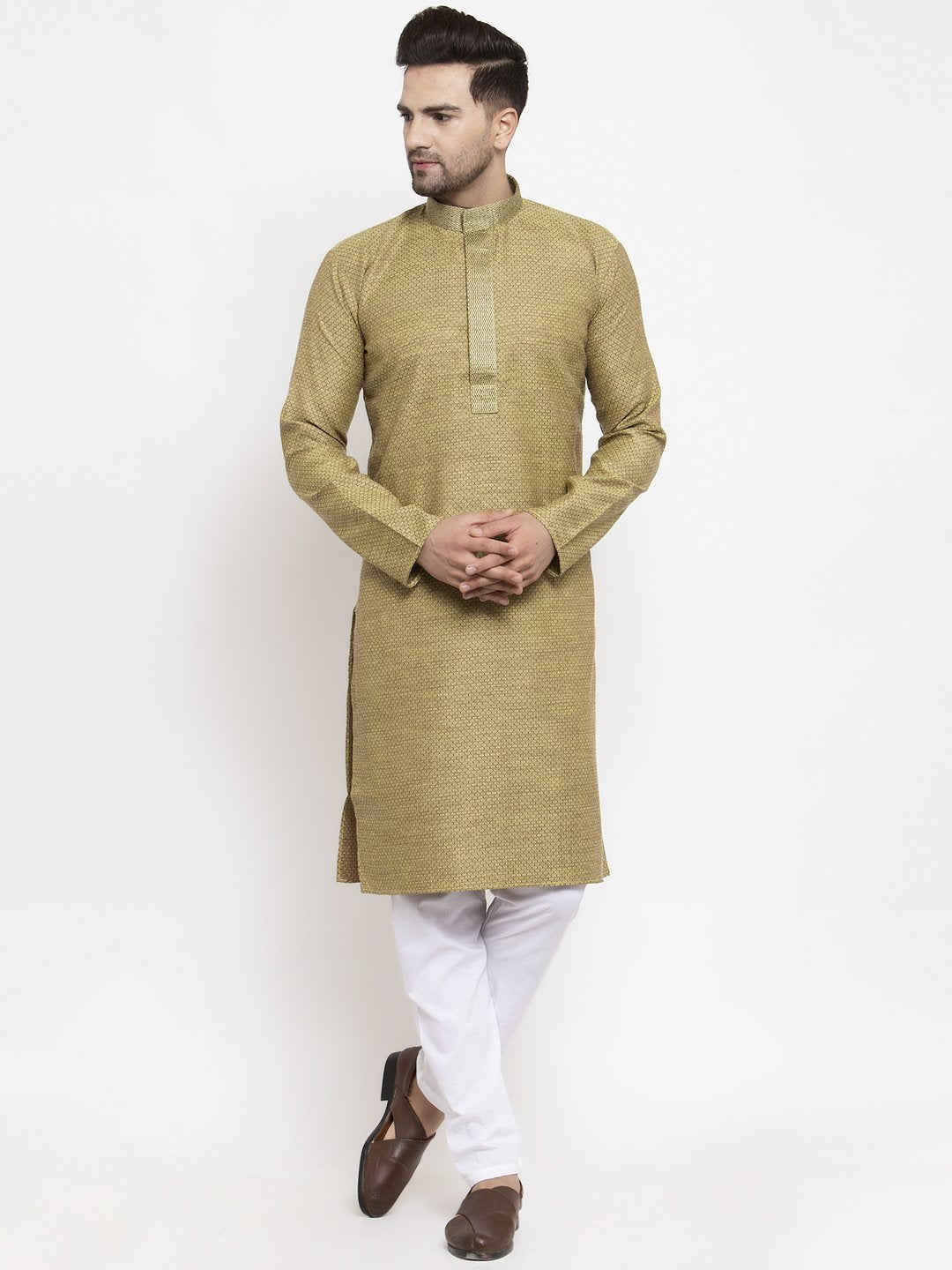 Men's Embroidered Kurta with Pyjamas - Virat Fashions