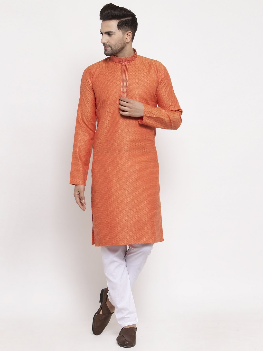 Men's Embroidered Kurta with Pyjamas - Virat Fashions