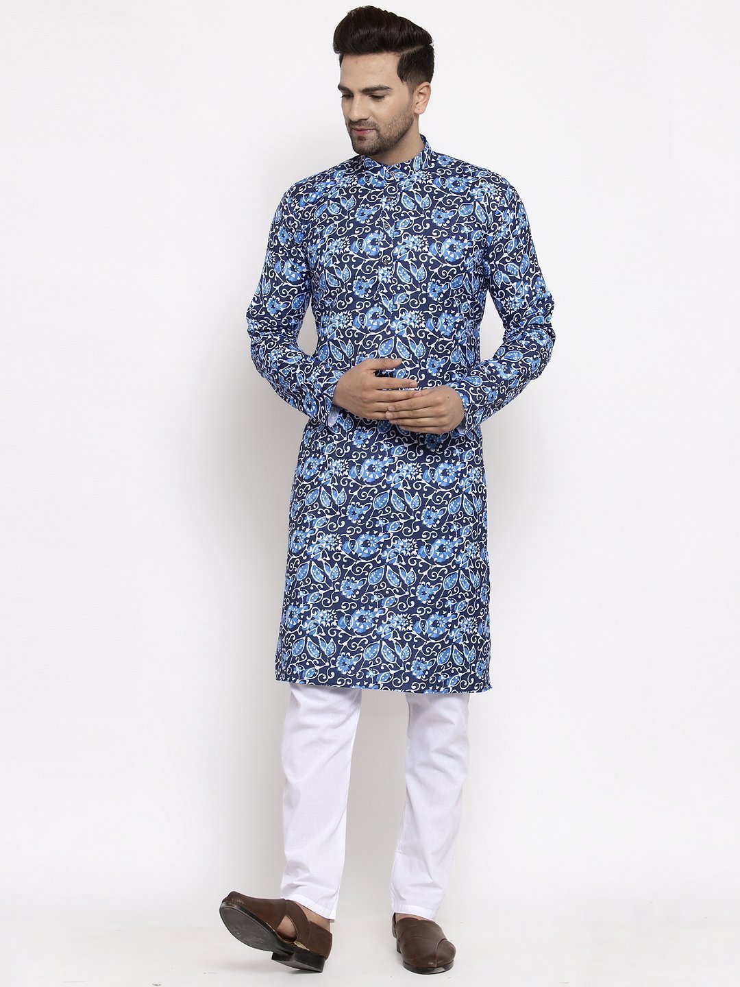 Men's Printed Kurta with Churidar - Virat Fashions