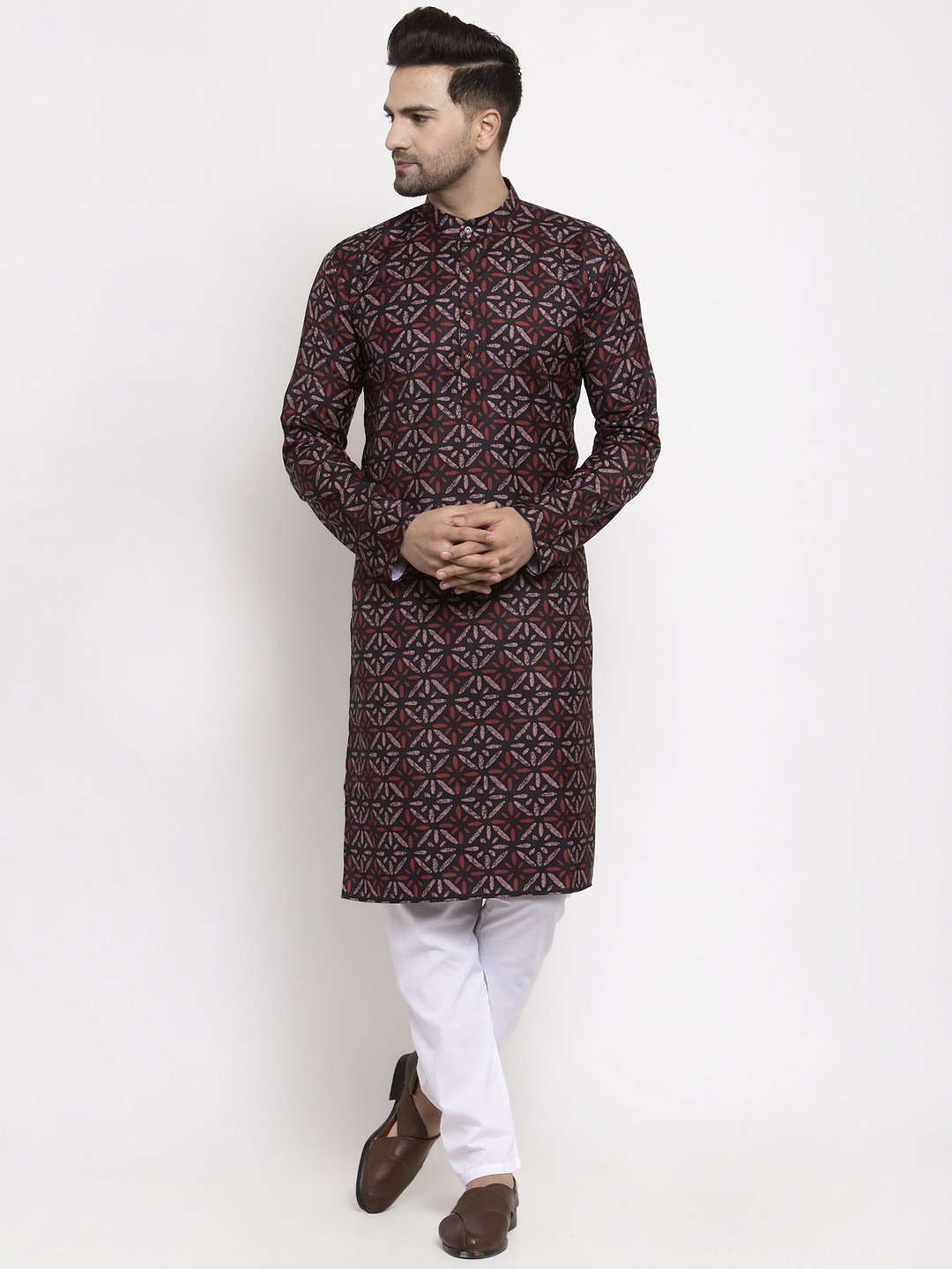 Men's Printed Kurta with Churidar - Virat Fashions