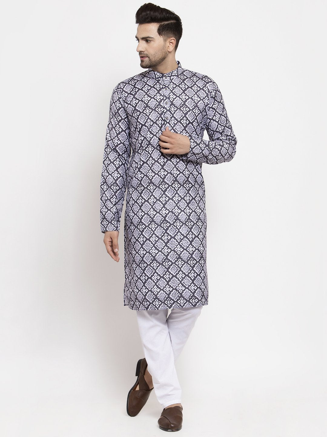 Men's Printed Kurta with Churidar - Virat Fashions