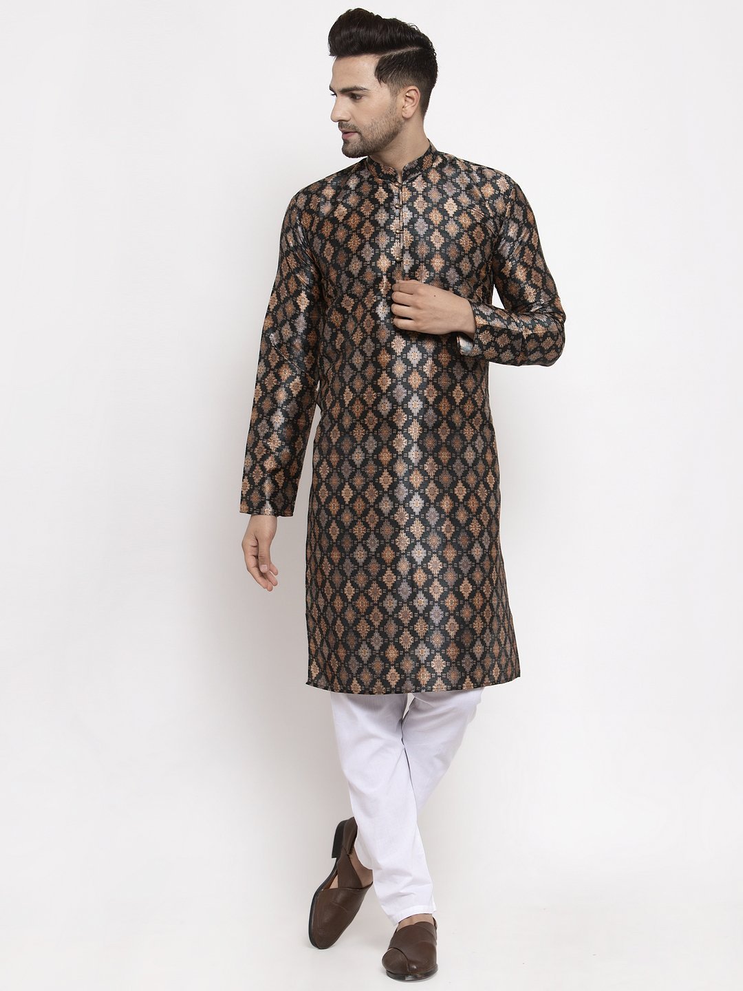 Men's Printed Kurta with Pyjamas - Virat Fashions