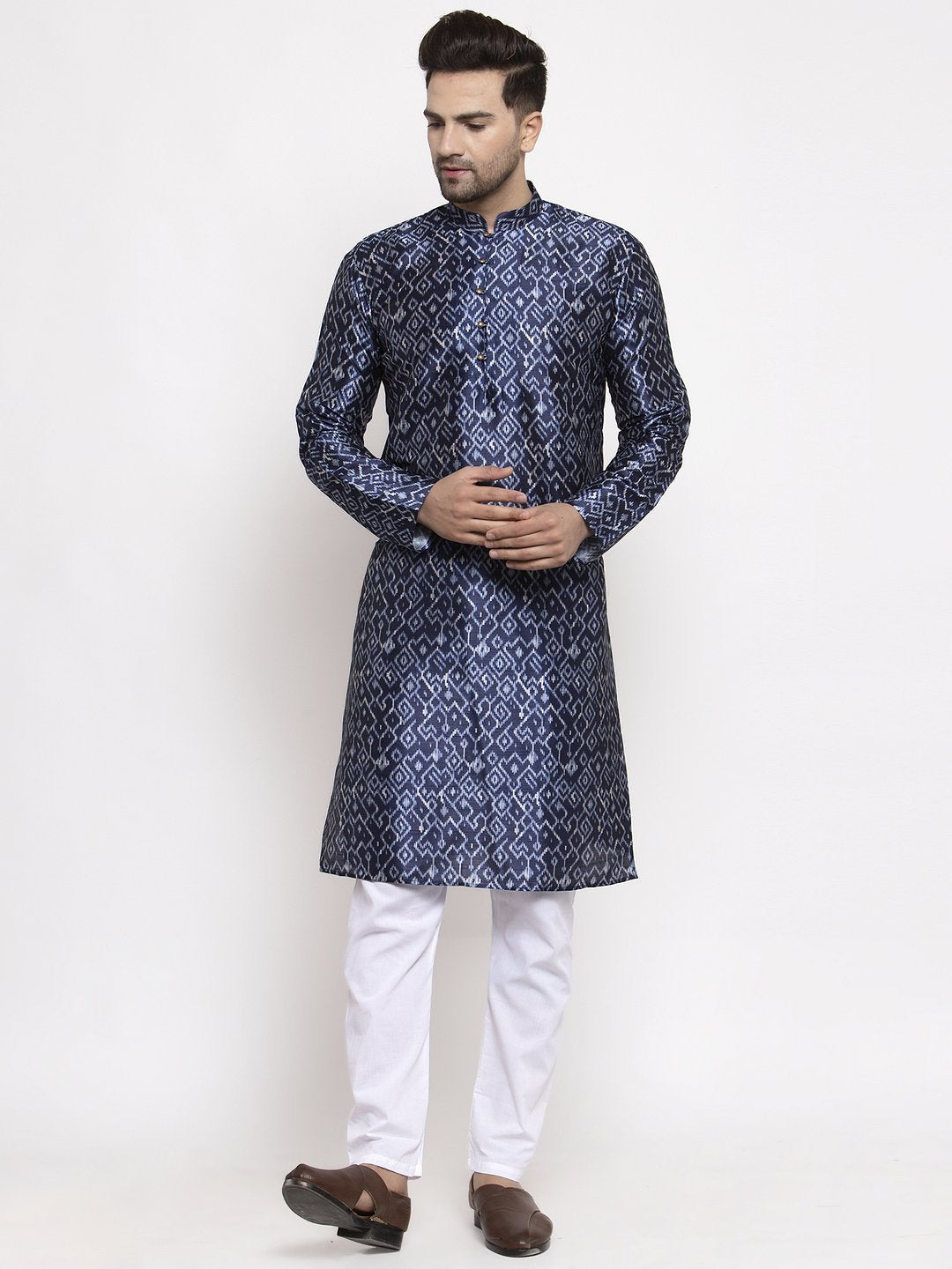 Men's Printed Kurta with Pyjamas - Virat Fashions